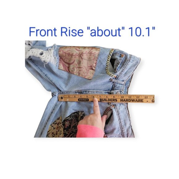 BDG Urban Outfitters High‑Waist Patchwork Cowboy Jeans 25 Boho Statement Denim - Picture 12 of 16